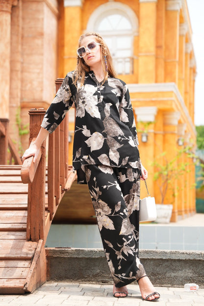 Black-Colored Printed Co-Ord Set