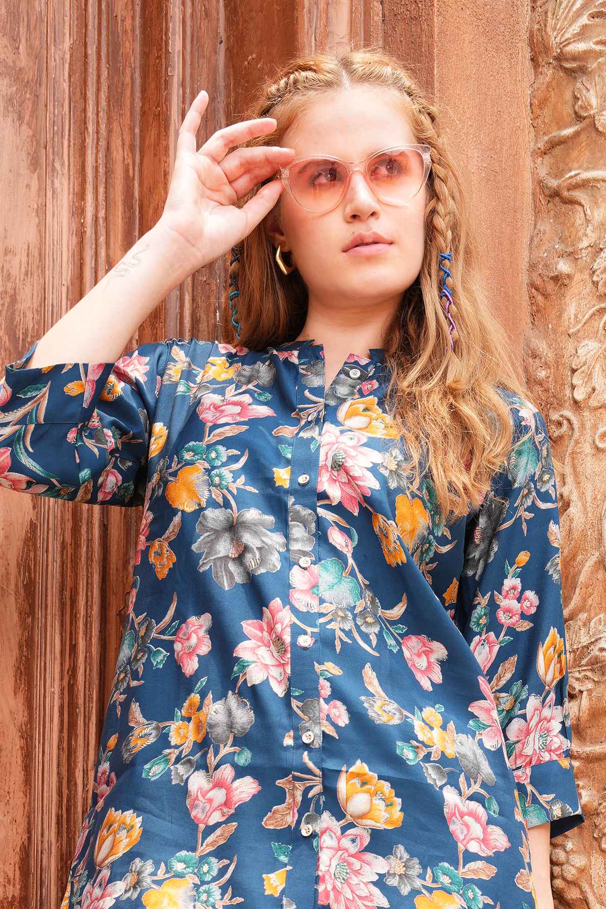 Indigo-Colored Printed Co-Ord Set