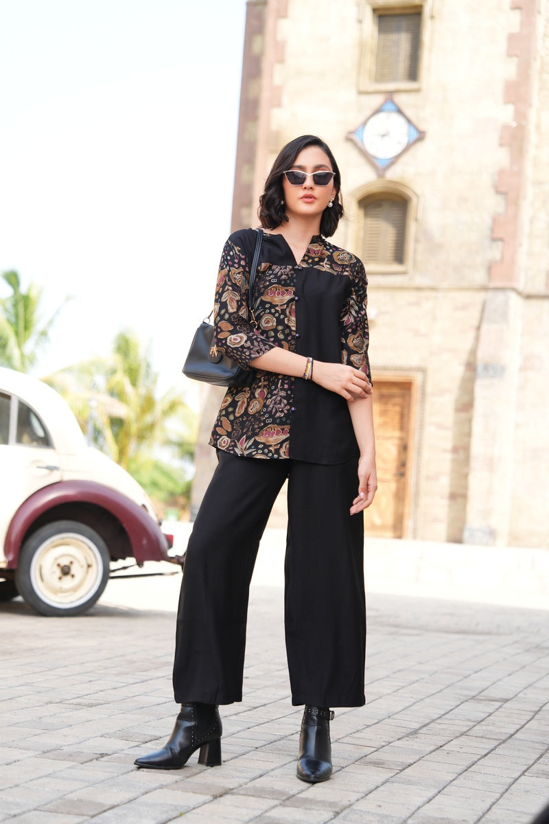 Black-Colored Printed Co-Ord Set