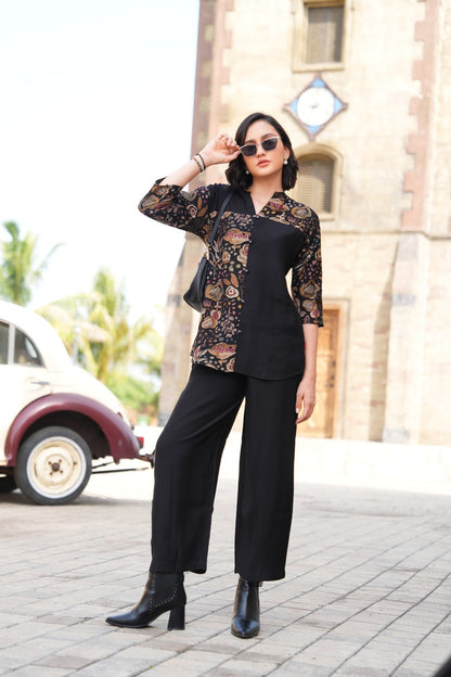 Black-Colored Printed Co-Ord Set