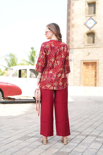 Red-Colored Printed Co-Ord Set