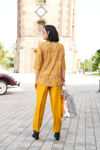 Mustard-Colored Printed Co-Ord Set
