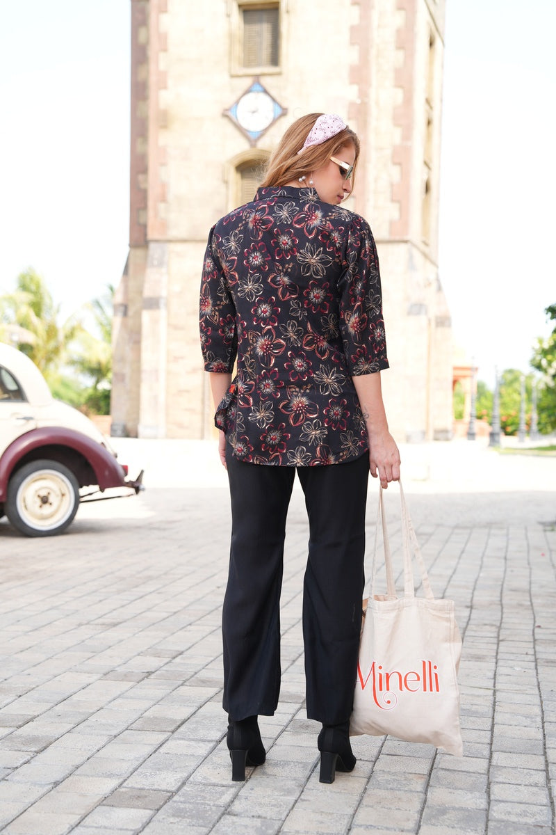 Charcoal-Colored Printed Co-Ord Set