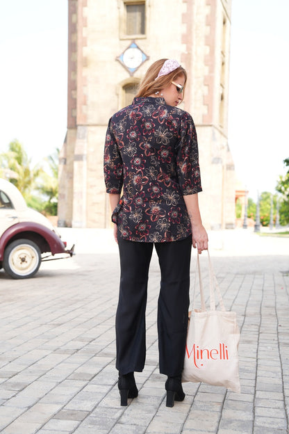 Charcoal-Colored Printed Co-Ord Set