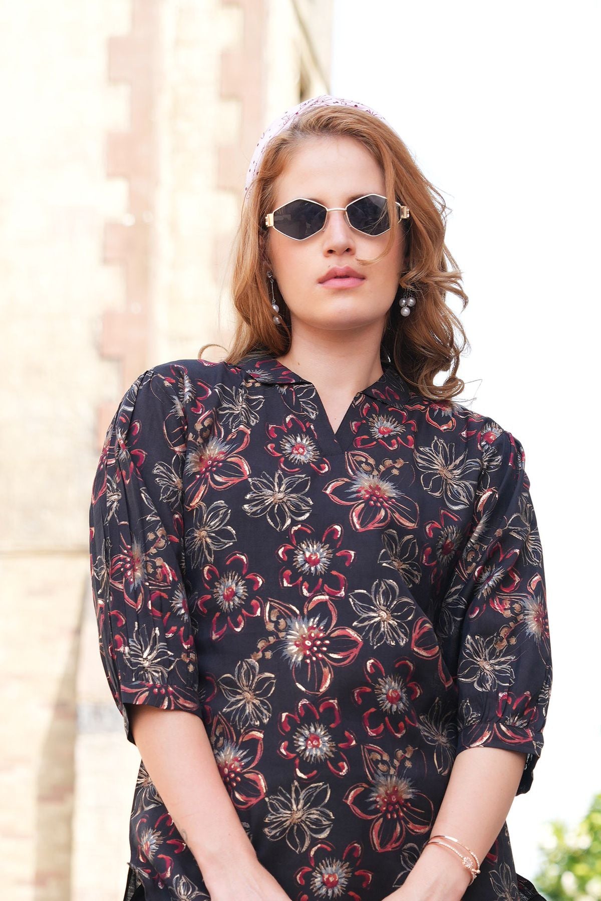 Charcoal-Colored Printed Co-Ord Set