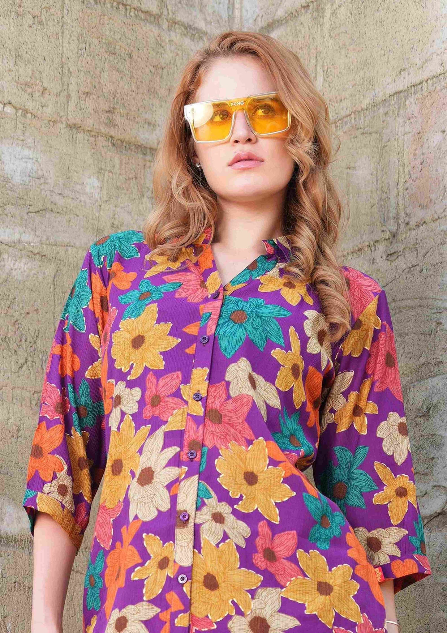 Purple-Colored Printed Co-Ord Set