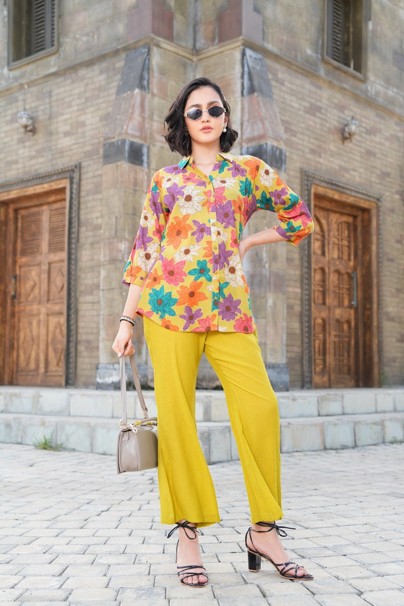 Yellow-Colored Printed Co-Ord Set