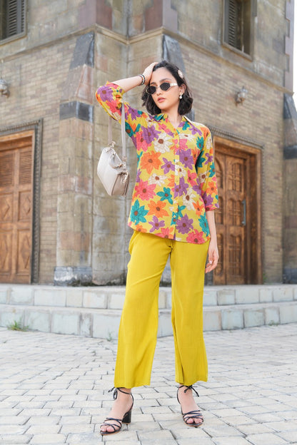 Yellow-Colored Printed Co-Ord Set