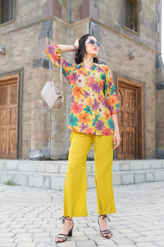 Yellow-Colored Printed Co-Ord Set