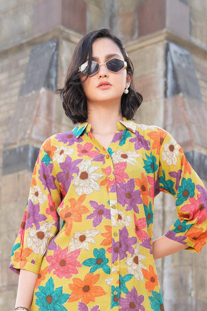 Yellow-Colored Printed Co-Ord Set