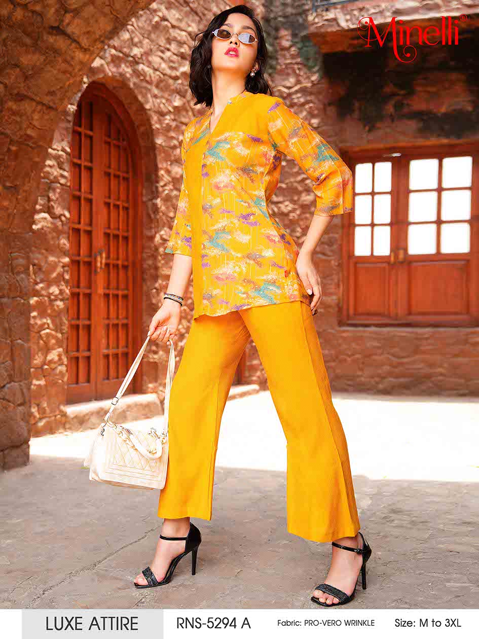 Mustard-Colored Printed Co-Ord Set