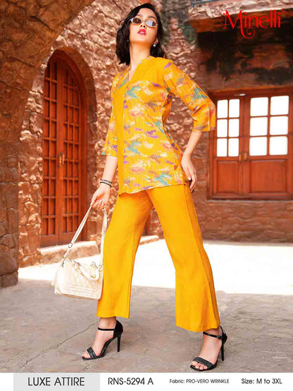 Mustard-Colored Printed Co-Ord Set