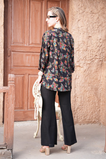 Charcoal-Colored Printed Co-Ord Set