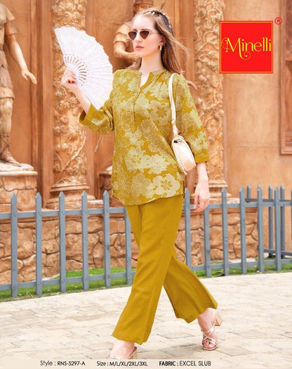 Mustard-Colored Printed Co-Ord Set