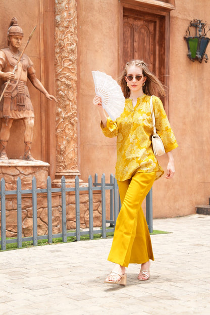 Mustard-Colored Printed Co-Ord Set