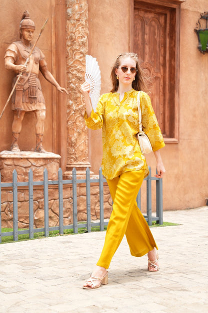 Mustard-Colored Printed Co-Ord Set