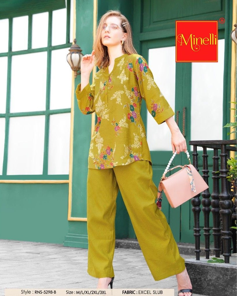 Mehandi-Colored Printed Co-Ord Set