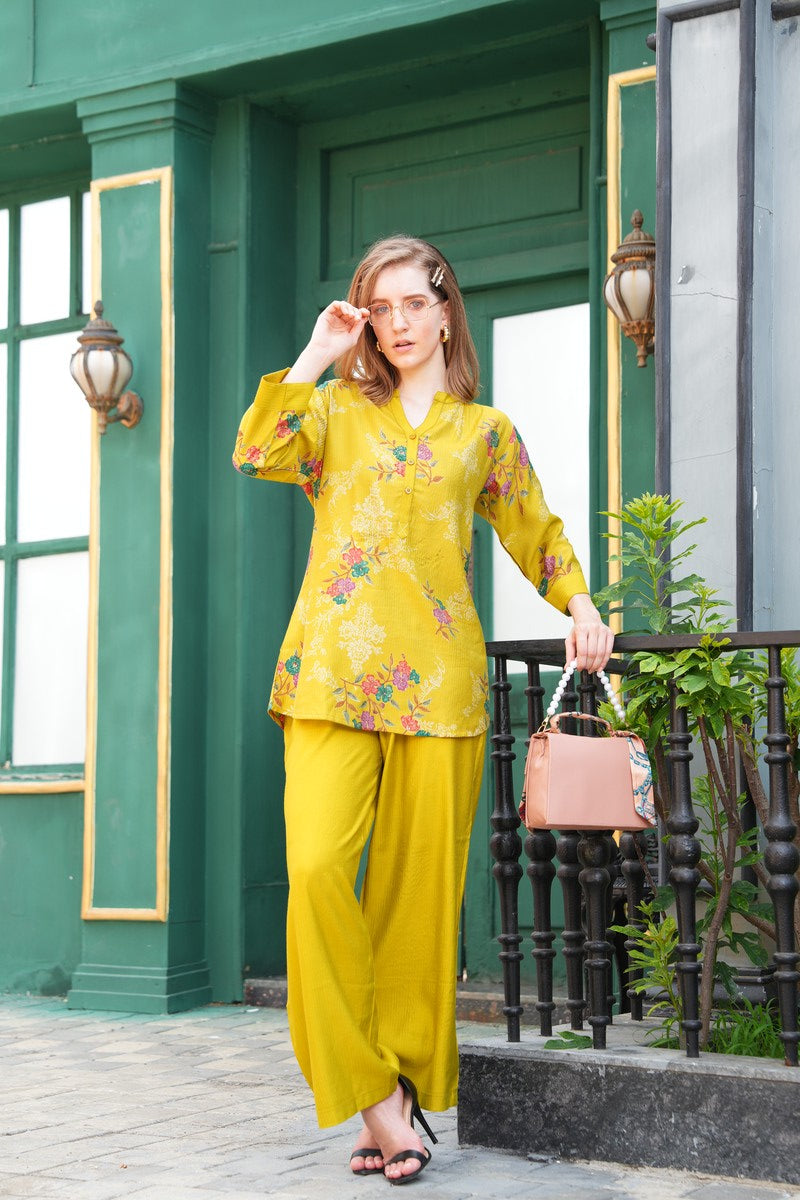 Mehandi-Colored Printed Co-Ord Set