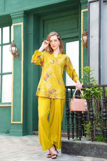 Mehandi-Colored Printed Co-Ord Set