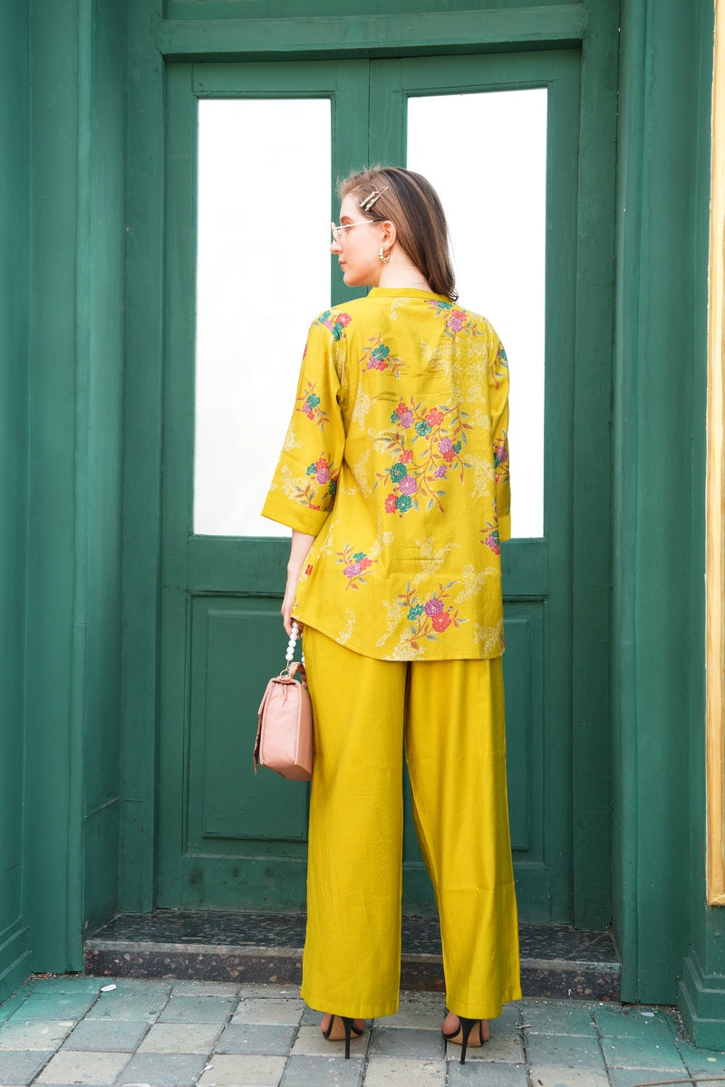 Mehandi-Colored Printed Co-Ord Set