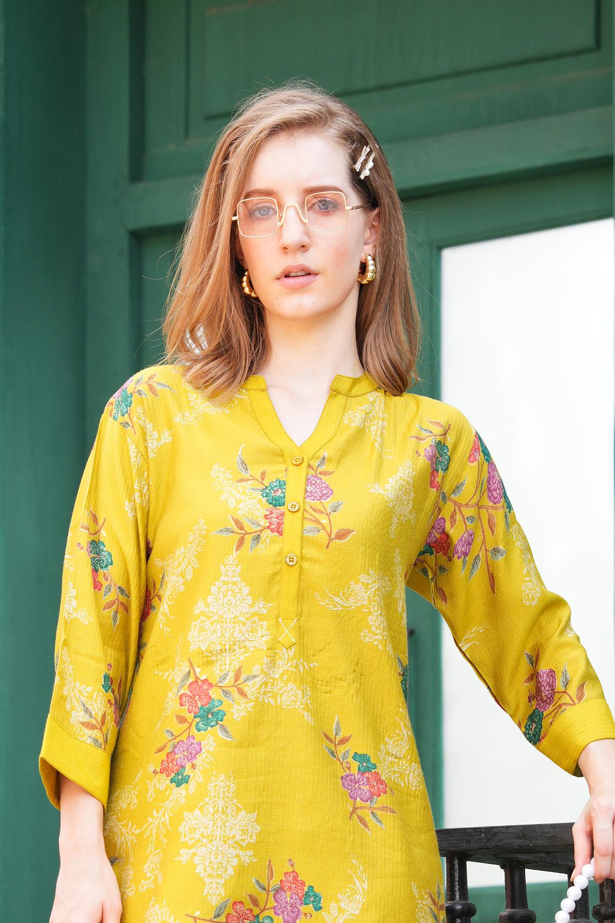 Mehandi-Colored Printed Co-Ord Set