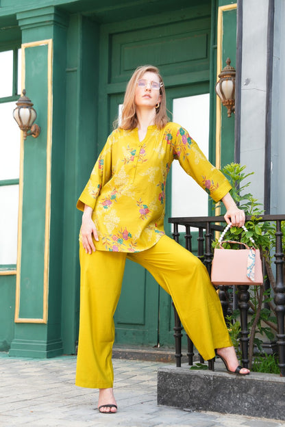 Mehandi-Colored Printed Co-Ord Set