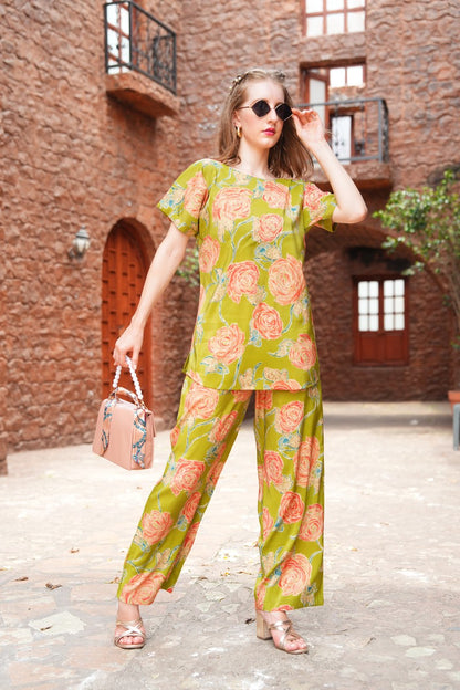 Wattle-Colored Printed Co-Ord Set