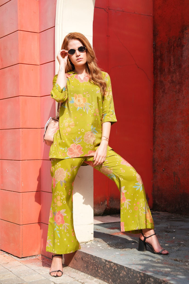 Wattle-Colored Printed Co-Ord Set