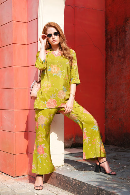 Wattle-Colored Printed Co-Ord Set