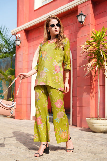 Wattle-Colored Printed Co-Ord Set