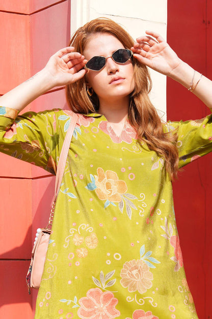 Wattle-Colored Printed Co-Ord Set