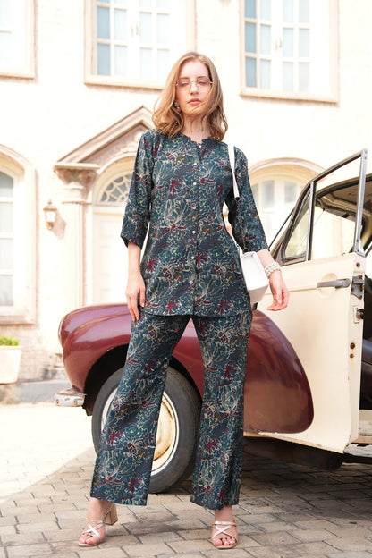 Green-Colored Printed Co-Ord Set