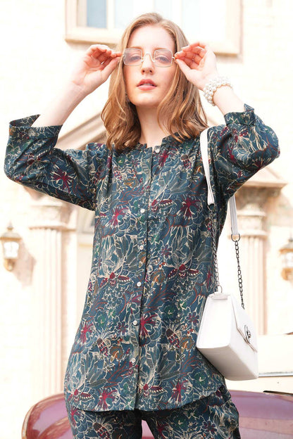 Green-Colored Printed Co-Ord Set