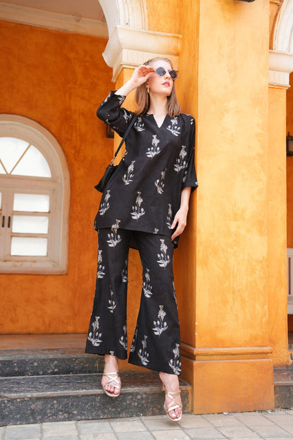 Black-Colored Printed Co-Ord Set
