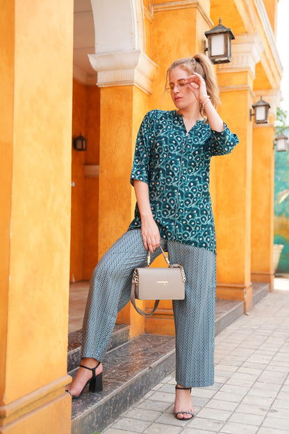 Indigo-Colored Printed Co-Ord Set