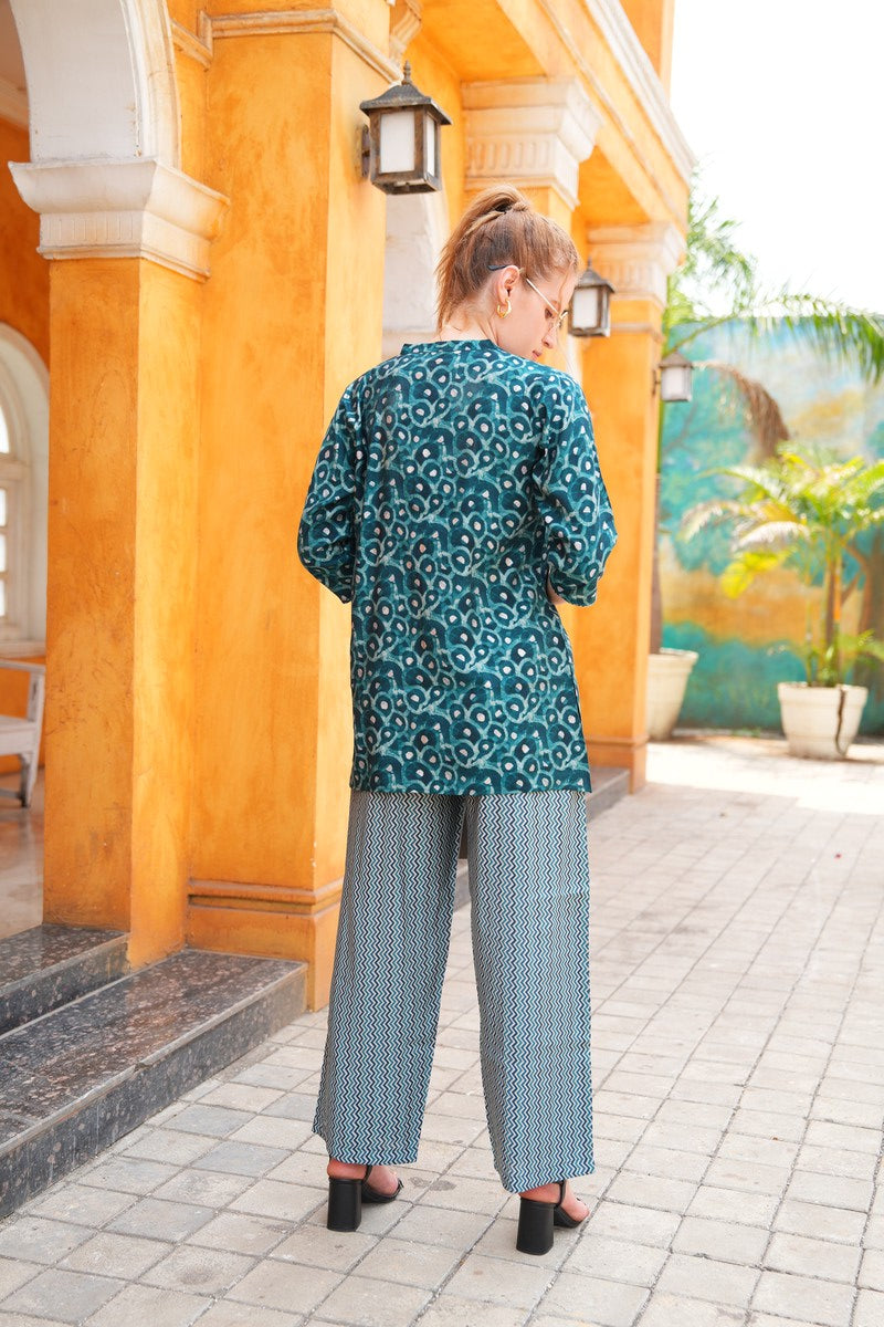 Indigo-Colored Printed Co-Ord Set