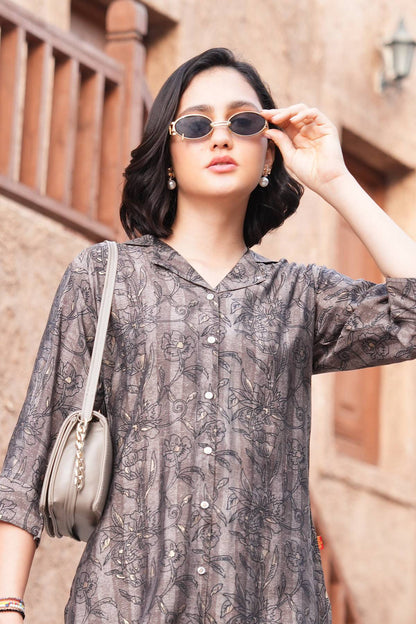 Coffee-Colored Printed Co-Ord Set