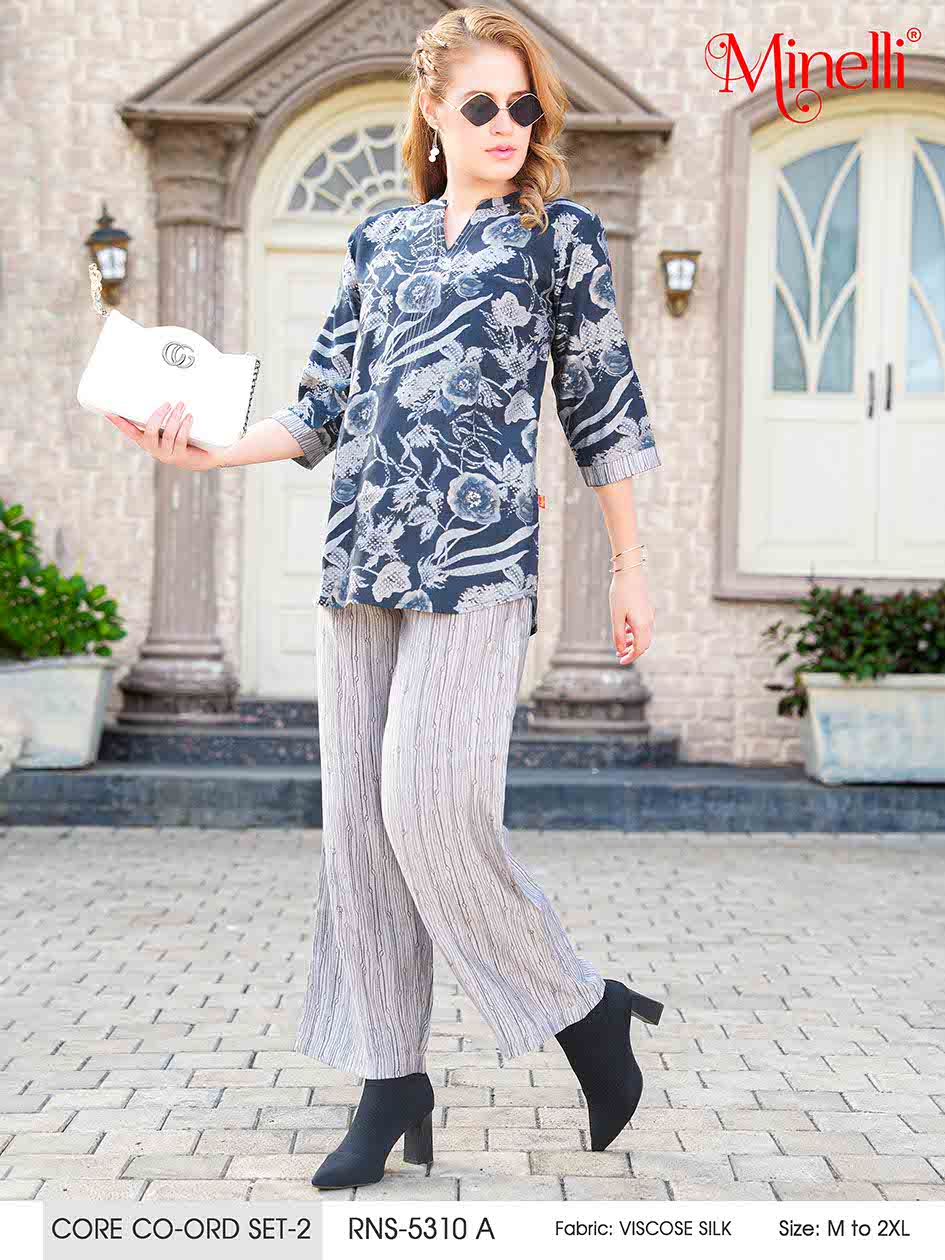 Bluewood-Colored Printed Co-Ord Set