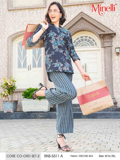 Bright Grey-Colored Printed Co-Ord Set