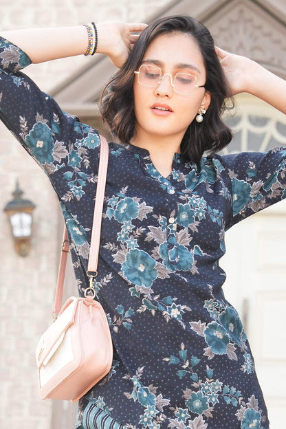 Bright Grey-Colored Printed Co-Ord Set