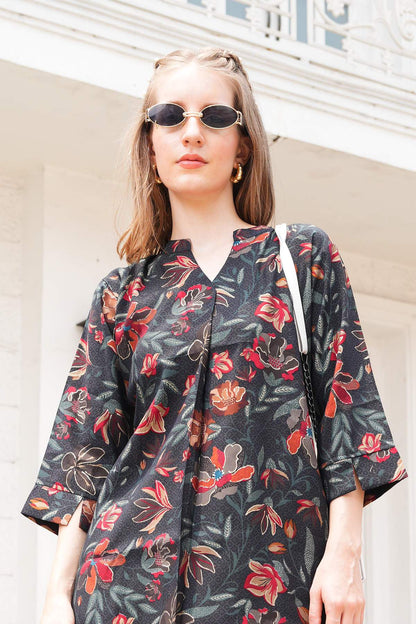 Charcoal-Colored Printed Co-Ord Set