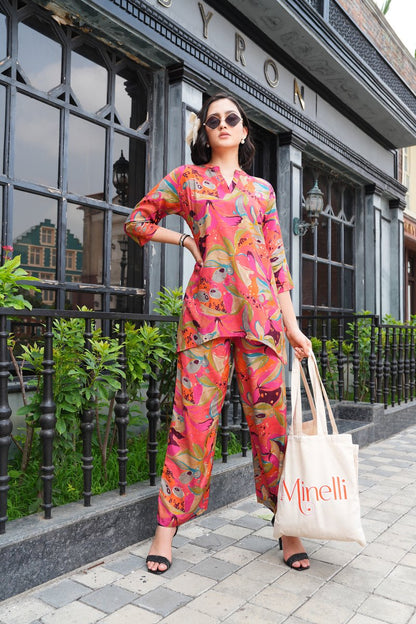 Carrot-Colored Printed Co-Ord Set