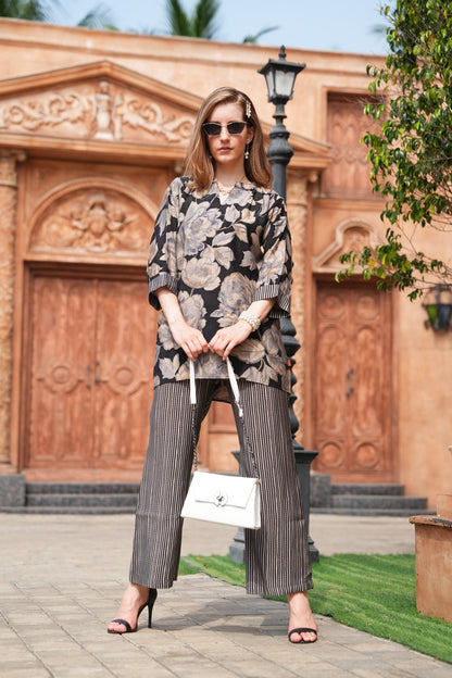 Black-Colored Printed Co-Ord Set