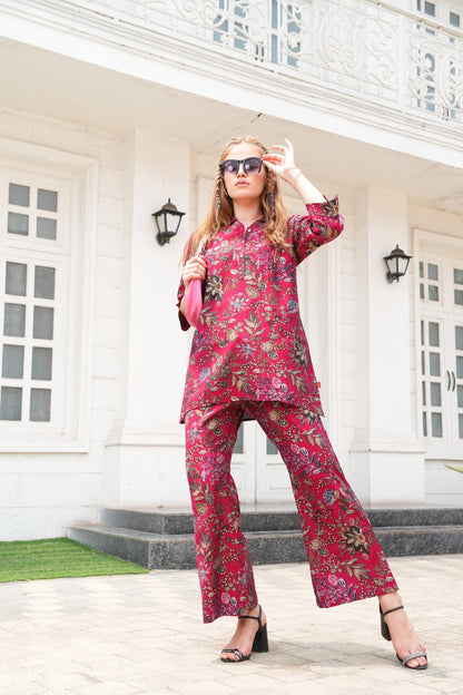 Rose-Colored Printed Co-Ord Set