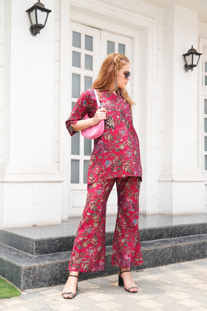Rose-Colored Printed Co-Ord Set
