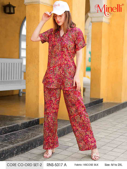 Red-Colored Printed Co-Ord Set