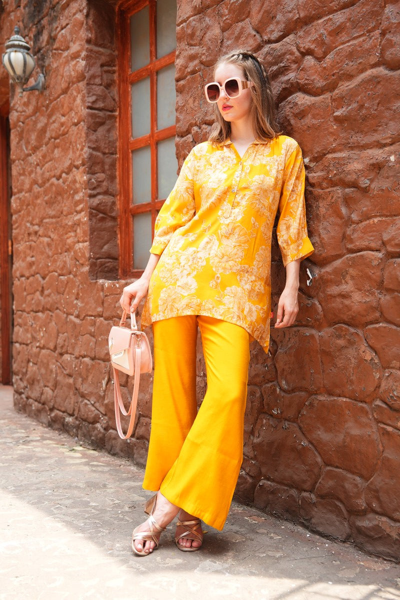 Yellow-Colored Printed Co-Ord Set