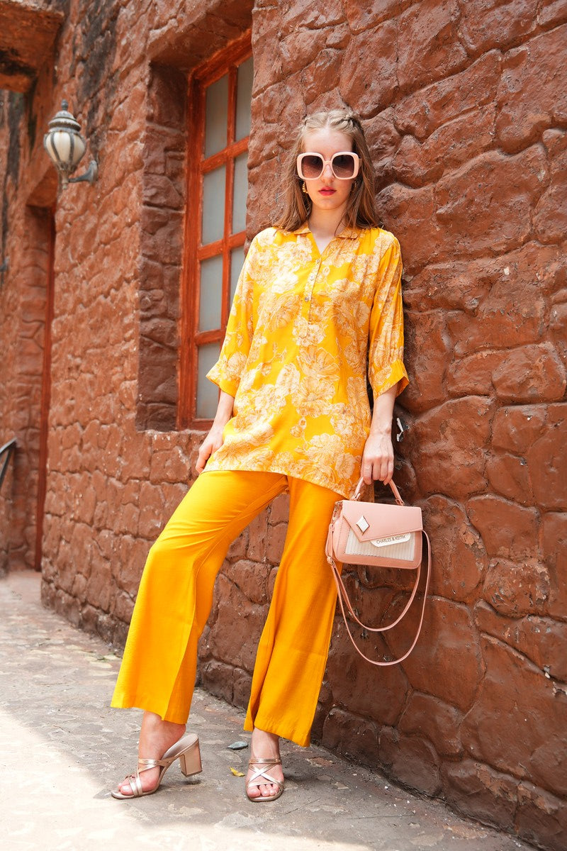 Yellow-Colored Printed Co-Ord Set