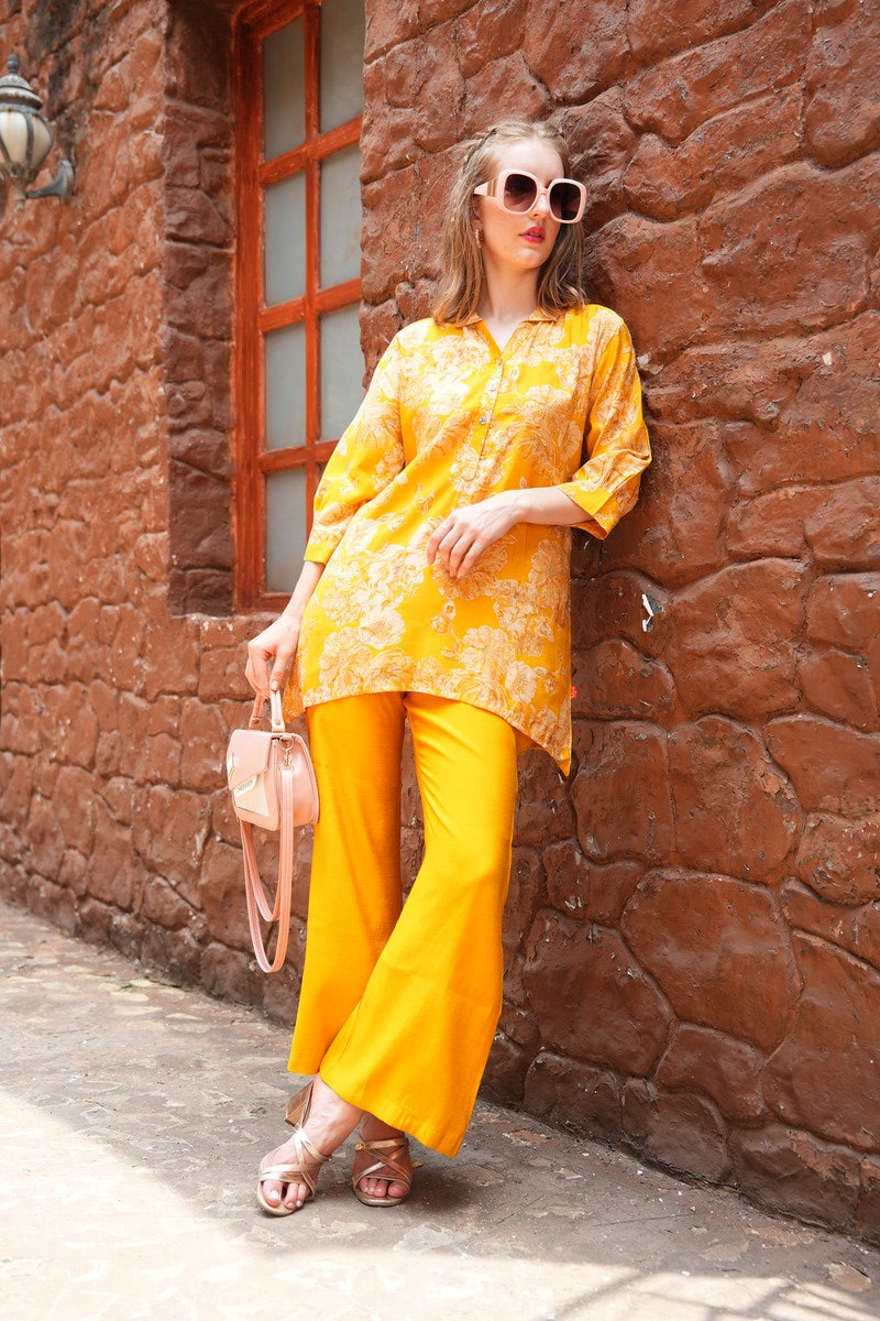 Yellow-Colored Printed Co-Ord Set