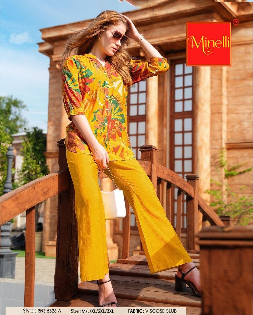 Mustard-Colored Printed Co-Ord Set